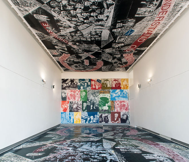 Thomas Kilpper: The Politics of Heritage vs the Heritage of Politics. Installation view, Edinburgh Printmakers, Edinburgh, 27 April – 13 July 2019. Photo: James Boyer Smith.