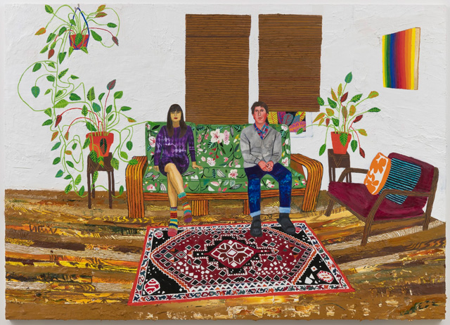 Raffi Kalenderian. Rochele and Nick, 2019. Oil on canvas
70 x 98 x 1.5 in (177.8 x 248.92 x 3.81 cm). Courtesy of the artist and Vielmetter Los Angeles. Photo: Robert Wedemeyer.