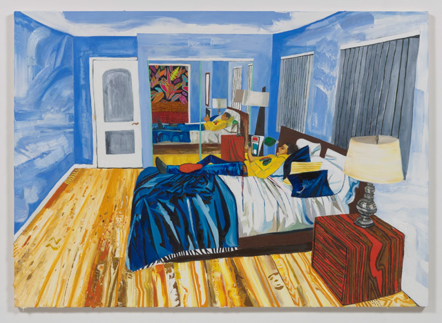 Raffi Kalenderian. Shanti Reading, 2019. Oil on canvas, 60.25 x 84 x 1.5 in (153.04 x 213.36 x 3.81 cm). Courtesy of the artist and Vielmetter Los Angeles. Photo: Robert Wedemeyer.