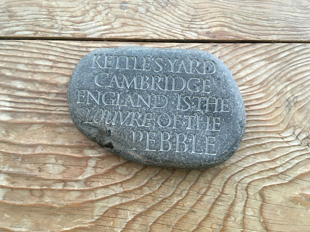 Ian Hamilton Finlay. England is the Louvre of The Pebble, 1995. Inscribed stone, 97 x 145 x 14 mm. Photograph: Veronica Simpson.