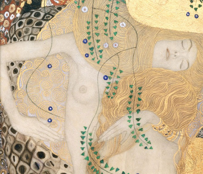 Gustav Klimt. Sitzender weiblicher Halbakt, 1904. Leopold Museum, Vienna. Reproduced in: Die Hetärengespräche des Lukian.