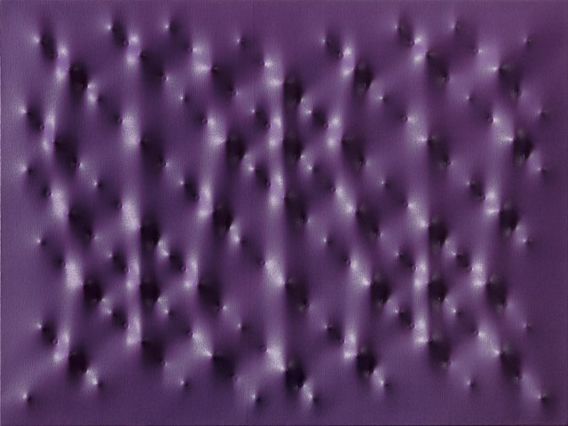 Enrico Castellani. Superficie Viola, 2004. Acrylic on canvas, 60 x 80 cm. Courtesy Mazzoleni.