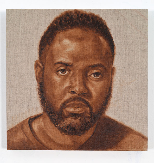 Titus Kaphar. Reginald Dwayne Betts, 2016. Oil on canvas, 16 x 16 in. © Titus Kaphar. Courtesy of the artist and Jack Shainman Gallery.