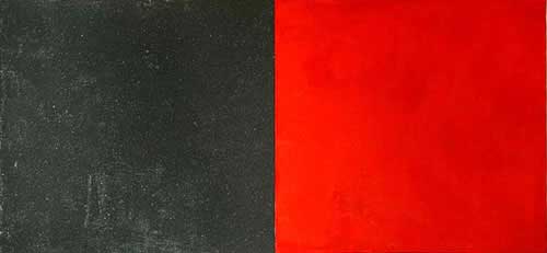 Karel Nel, Seam, 2002. Red pigment, carboniferous material formed on
the Gondwanaland mass before the splitting of the continents, linen/fibre
grid. 48 inches high x 95 inches wide, 122 x 242 cm