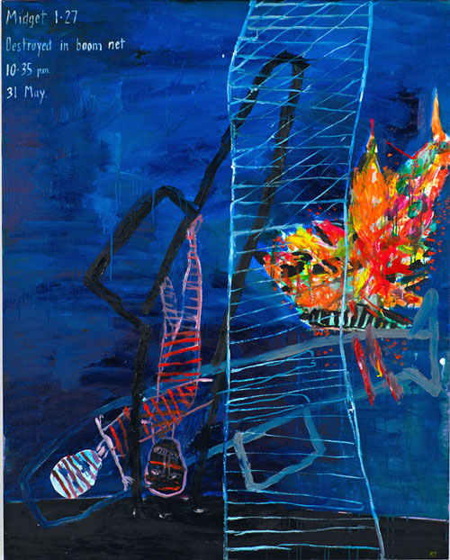 Ken Done. Caught in the net, 2011. Oil and acrylic on canvas, 152 x 122 cm. Copyright/courtesy of Ken Done.