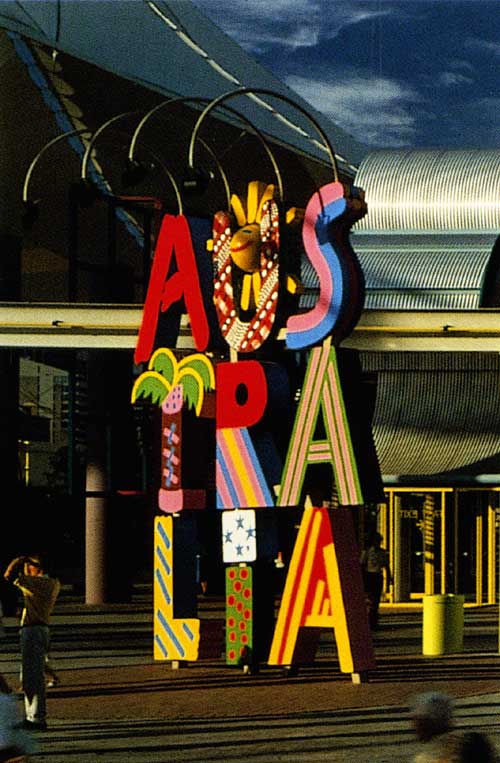 Australian Sculpture outside the Australian pavilion, Expo, Brisbane,
1988