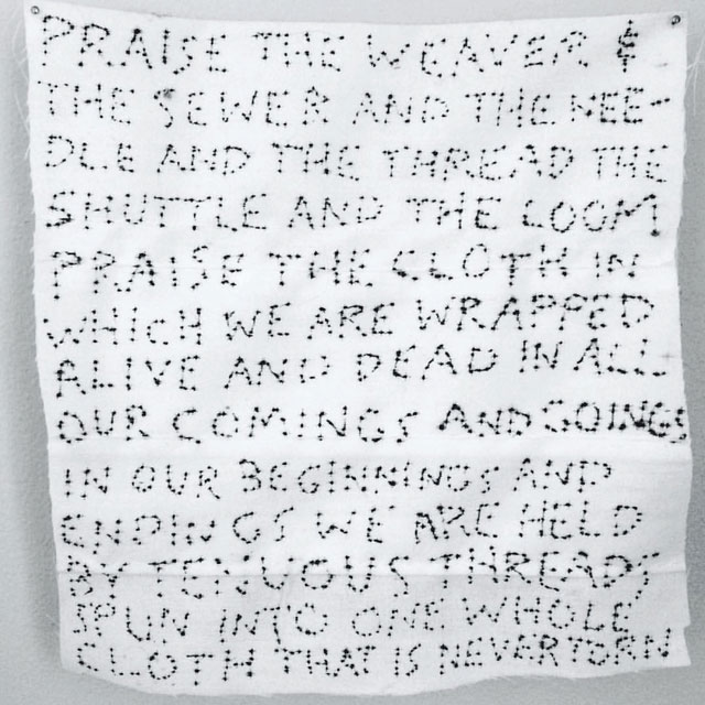 Stuart Kestenbaum. Untitled 2 of 2, 2012. Marker pen on found linen, 13 x 13 cm (5 x 5 in). © the artists.