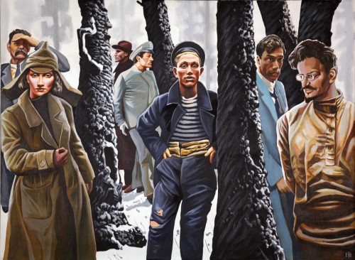 Valery Yershov. Trail of Revolutionaries, from the series Lost Wanderings, 2009. Acrylic on canvas, 42 x 58 in. Courtesy of the Kolodzei Art Foundation.