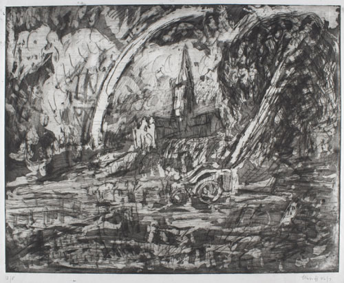 Leon Kossoff. From Constable: Salisbury Cathedral from the Meadows (plate 3). Private collection © Leon Kossoff