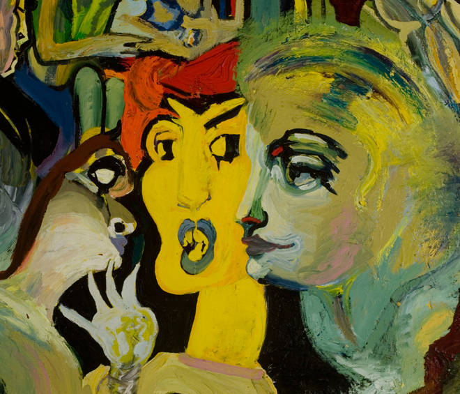 György Kovásznai. Large Yellow Composition (detail), 1982. Oil on canvas, 150 x 300 cm. Photograph: Kovásznai Research Workshop.