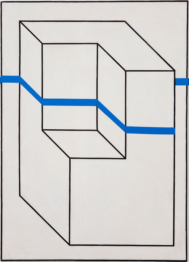 Edward Krasinski. Intervention 3, 1975. Acrylic paint and adhesive tape on hardboard, 70 x 50 x 4 cm. © Grażyna Kulczyk Collection.