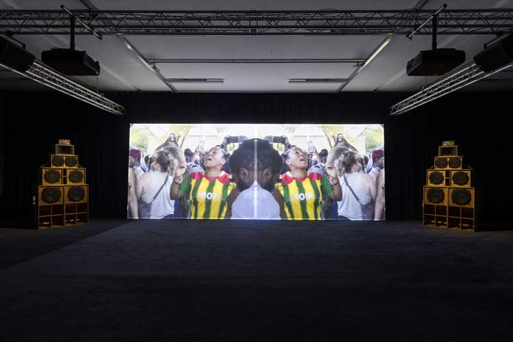 Olukemi Lijadu: Feedback, 2026. Installation view, Spike Island, Bristol. Image courtesy the artist. Photo: Rob Harris.