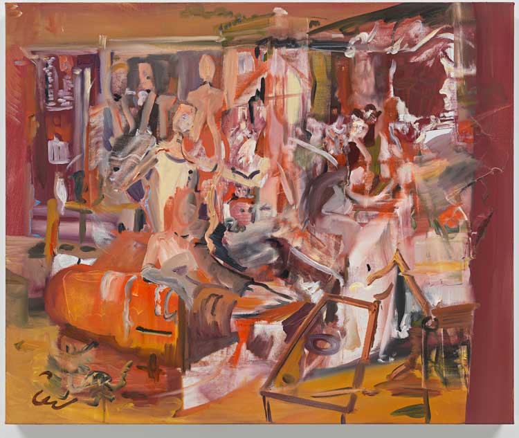 Cecily Brown, The drawing room, 2025. Oil on linen, 48.3 x 58.5 x 3.8 cm (19 x 23 x 1 ½ in). © Cecily Brown. Courtesy the Artist and Thomas Dane Gallery. Photo: Genevieve Hanson.