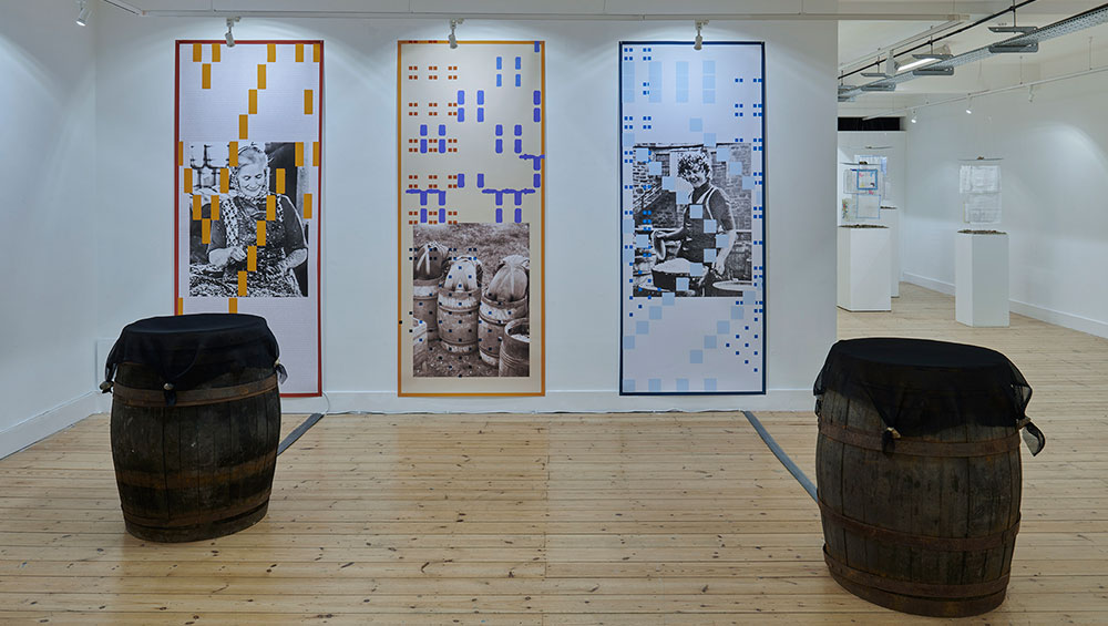 Beverley Carruthers, Hailstones, Bars and Meshes, 2025. Installation view, Leaving Were The Ones Who Could Not Stay, Broadway Gallery, September 2025. Photo: © Jo Underhill.