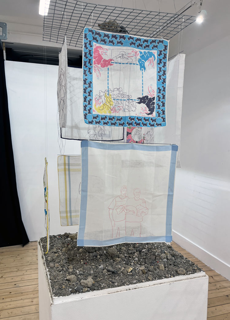 Idit Elia Nathan, Trigger Warning, 2023-25. Installation view, Leaving Were The Ones Who Could Not Stay, Broadway Gallery, September 2025. Photo: Anna McNay.