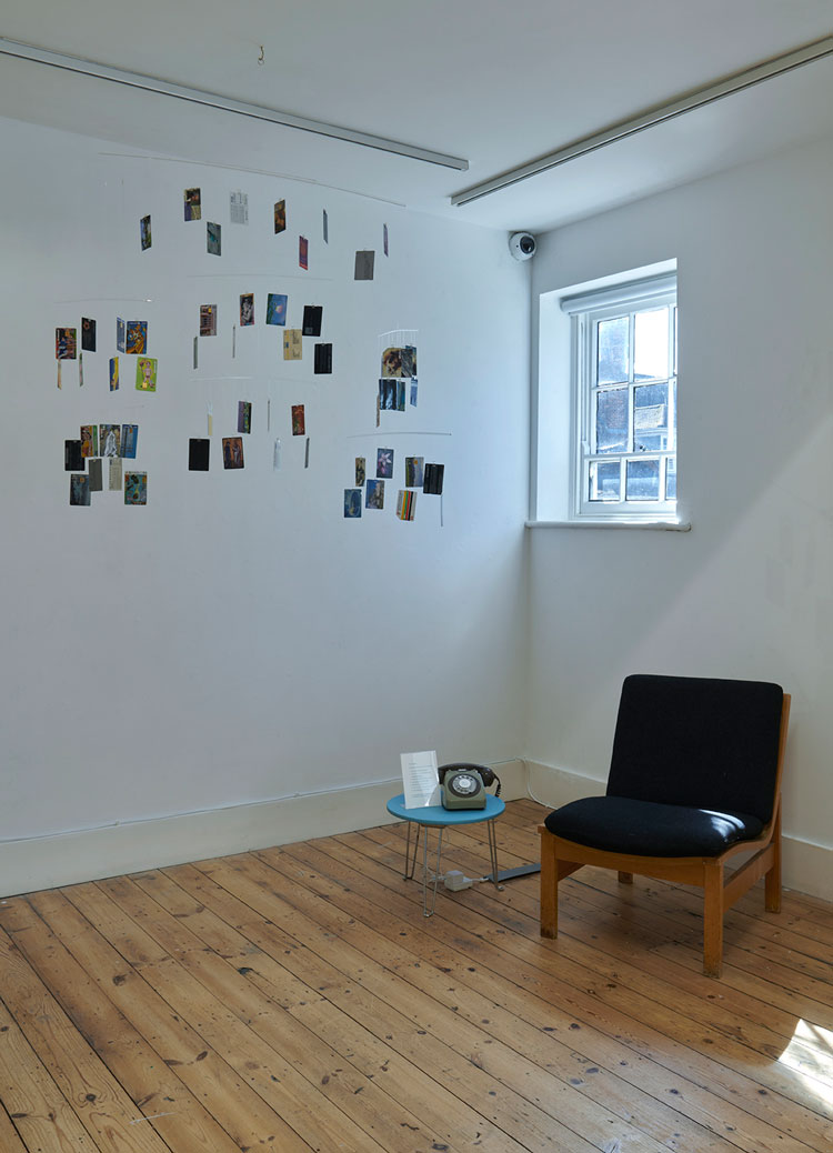 Idit Elia Nathan, Phone Home, 2025. Installation view, Leaving Were The Ones Who Could Not Stay, Broadway Gallery, September 2025. Photo: © Jo Underhill.