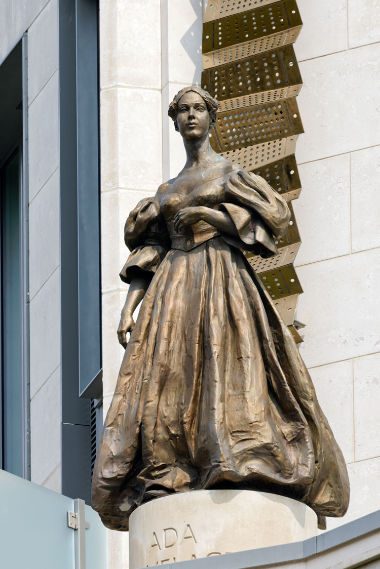 Ada Lovelace by Mary and Etienne Millner, 2022. Bronze. Millbank Quarter, Horseferry Rd, Westminster, junction with Dean Bradley St. Photo: Rod Standing.