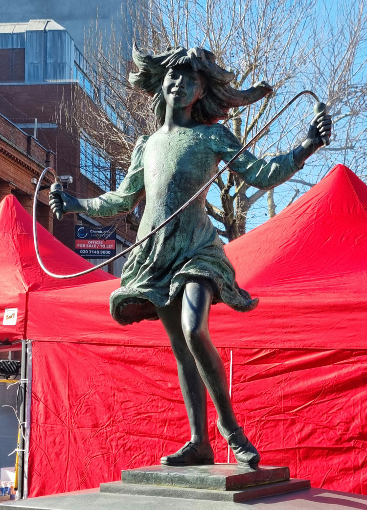 Katie by James Butler, 1987. Bronze. Station Rd, corner of St Ann’s Rd, Harrow. Photo: Juliet Rix.