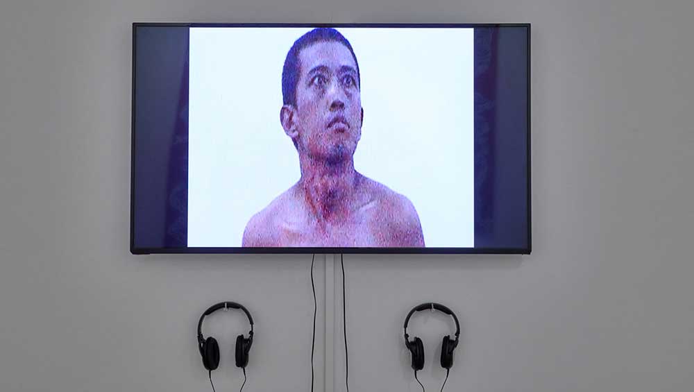 Htein Lin. The Fly (2005), video, colour, sound, 7:39 minutes. Installation view, Htein Lin, Escape, Ikon Gallery, 2025. Image courtesy Ikon. Photo: David Rowan.