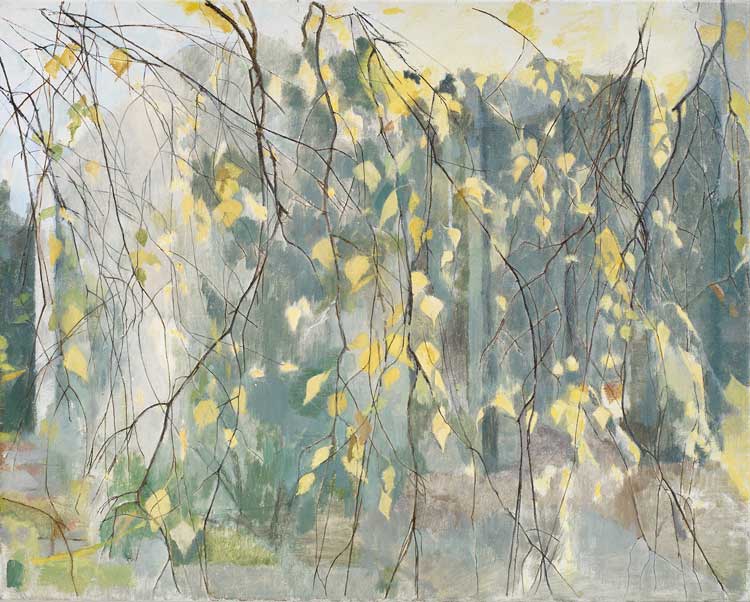 Charlotte Verity, Betula Weeping, 2009-2014. Oil on canvas, 60.5 x 75.4 cm (23 7⁄8 x 29 3⁄4 x 7⁄8 in). © Charlotte Verity, all rights reserved DACS 2024. Courtesy albertz benda, New York.