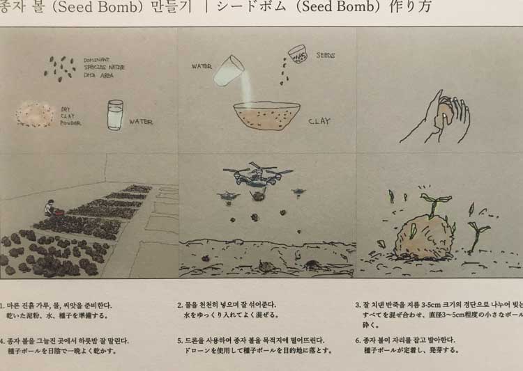 Jaeeun Choi, Manual for Seed Bomb, 2020- ongoing, installation view, La Vita Nouva, Ginza Maison Hermès, Japan, 13 October 2023 – 24 January 2024.