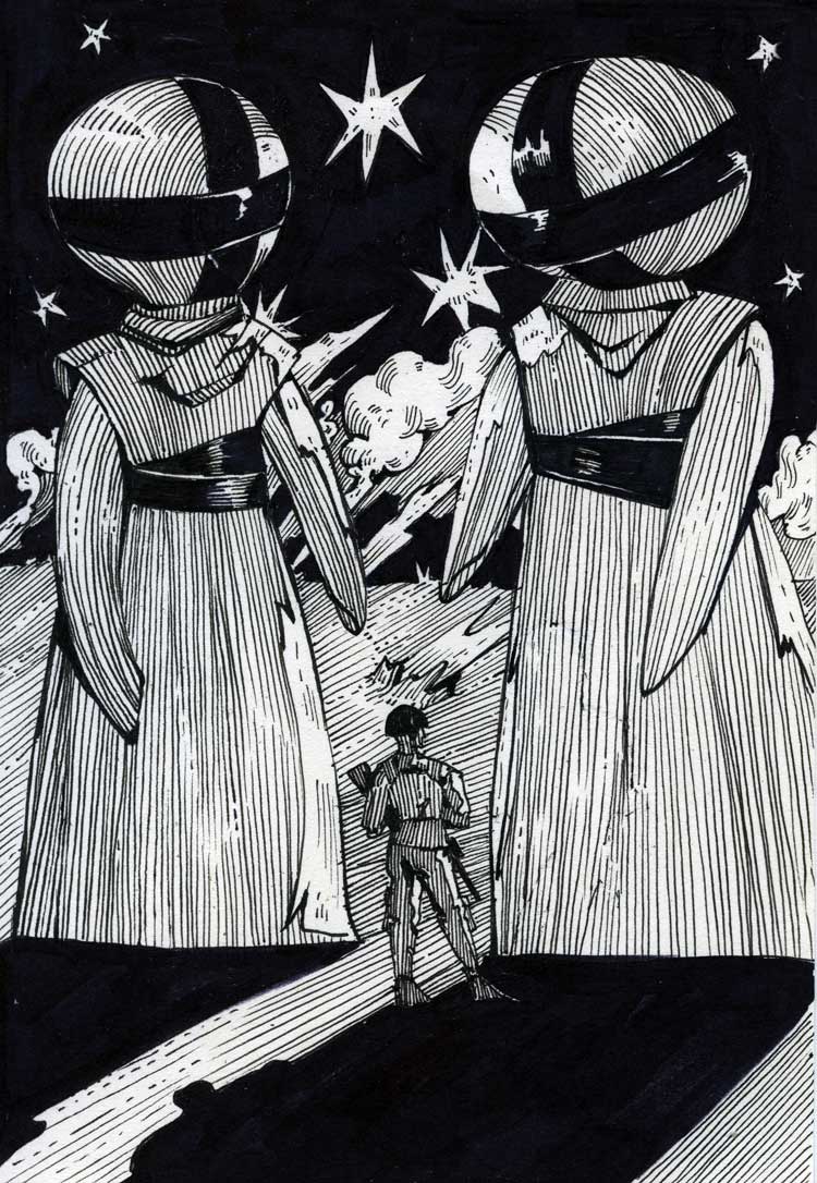Ave Libertatemaveamor, Motanki, 2022. Paper, liner, marker, 12.5 x 18 cm. © the Artist.