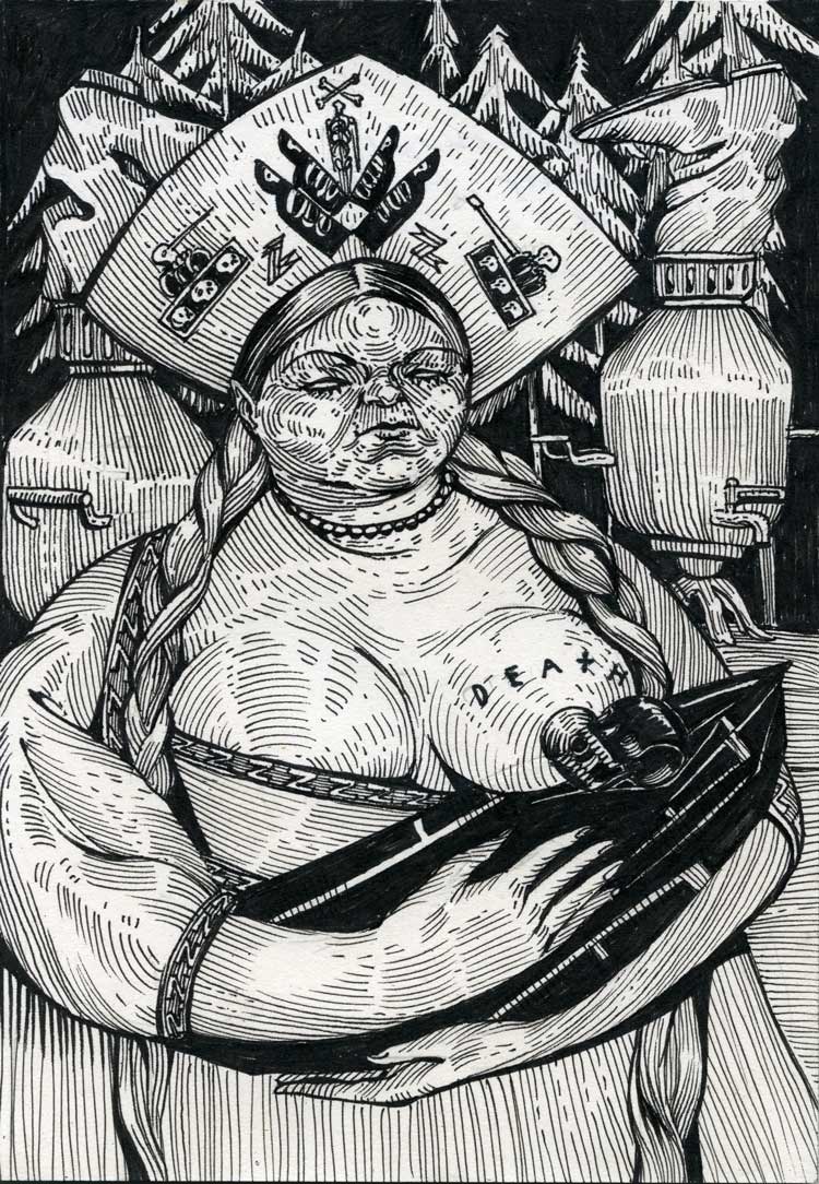 Ave Libertatemaveamor, Wet-nurse, 2022. Paper, liner, marker, 12.5 x 18 cm. © the Artist.