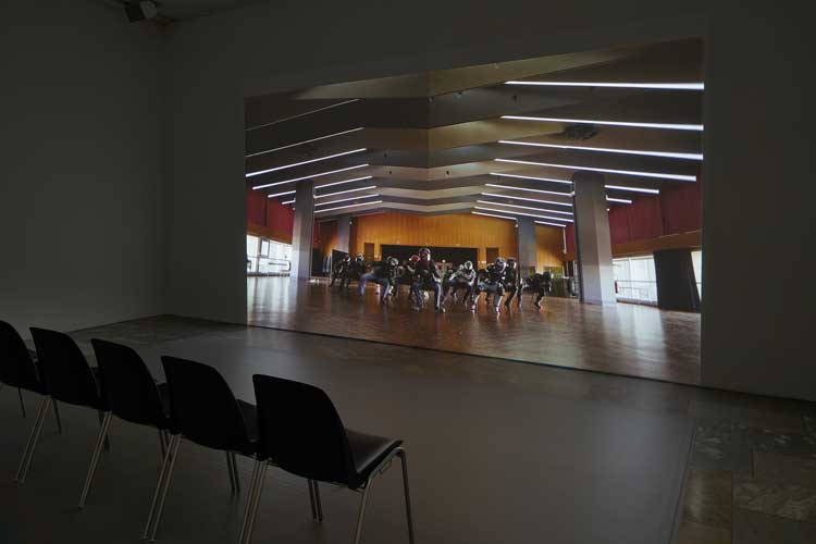 La Horde, Bondy, 2017. Video, 15 min 53 sec, colour, sound. Installation view, (LA)HORDE, JSF Berlin. Photo: Alwin Lay.