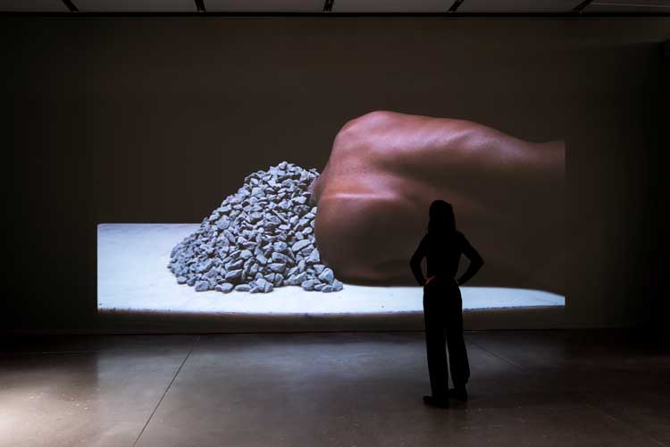 Girl (Chitra Ganesh and Simone Leigh), my dreams, my works, must wait till after hell..., 2011. Installation view, Simone Leigh, the Institute of Contemporary Art/Boston, 2023. Courtesy the artists and Matthew Marks Gallery. Photo: Timothy Schenck.