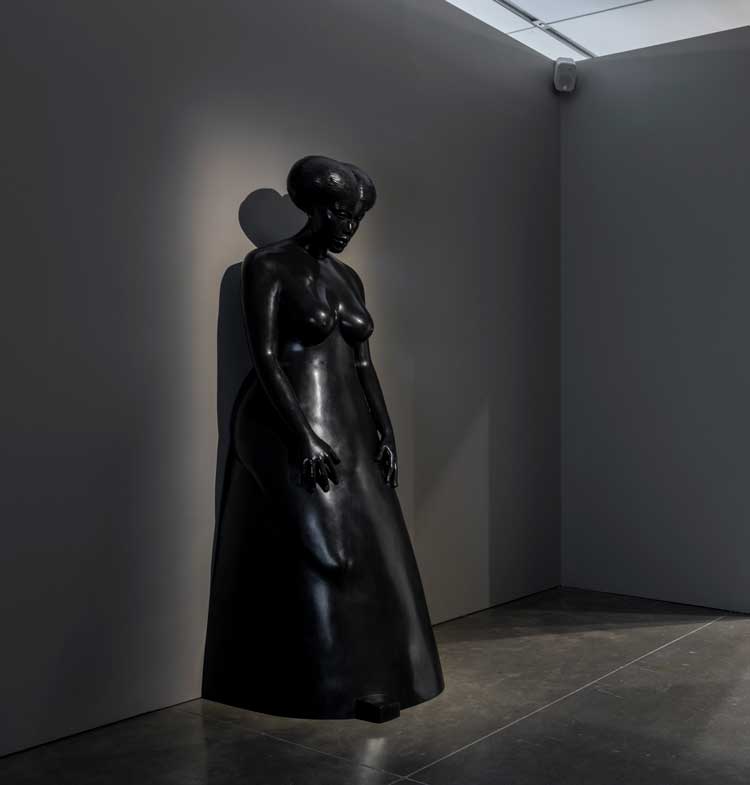 Simone Leigh, Sharifa, 2022. Installation view, Simone Leigh, the Institute of Contemporary Art/Boston, 2023. Photo: Timothy Schenck.
