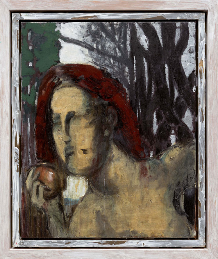 Markus Lüpertz. Eva (Märkisch) (Eve [Märkisch]), 2017. Mixed media on canvas in artist’s frame 39 1/4 x 32 in (100 x 81 cm). Courtesy Michael Werner Gallery, New York and London.