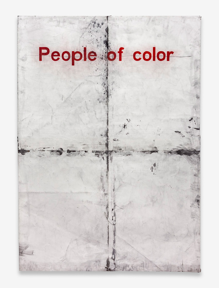 Tony Lewis. roloc fo elpoeP, 2019. Pencil, coloured pencil and graphite powder on paper, 203 × 162.5 cm (80 × 64 in). Courtesy Massimo De Carlo, Milan / London / Hong Kong.