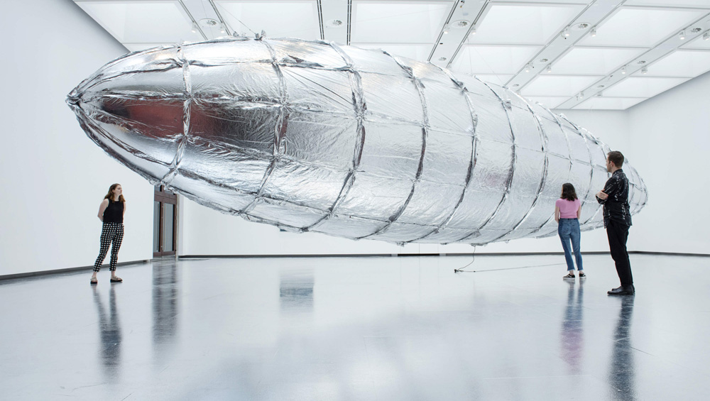 Lee Bul. Willing To Be Vulnerable - Metalized Balloon, 2015-2016. Installation view at Hayward Gallery, London 2018 © Lee Bul 2018. Photograph: Linda Nylind.