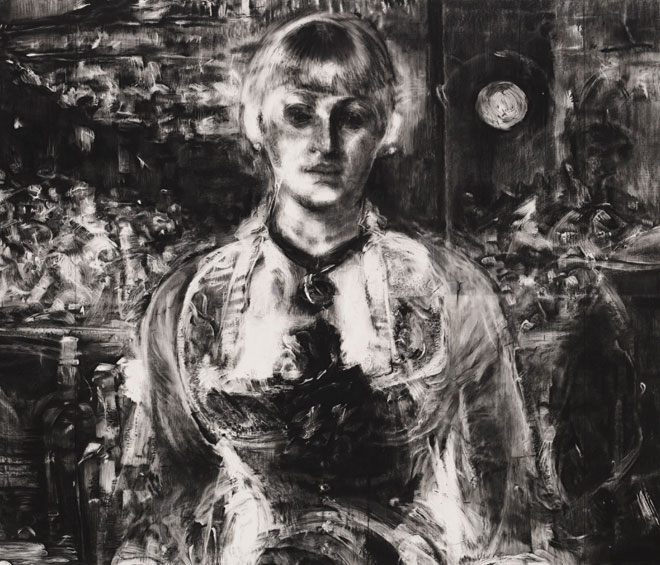 Robert Longo. Untitled (Election Day 2016), 2017. Charcoal on mounted paper, 152.4 x 109.9 cm. Courtesy Galerie Thaddaeus Ropac London · Paris · Salzburg. Photograph: Artist Studio.