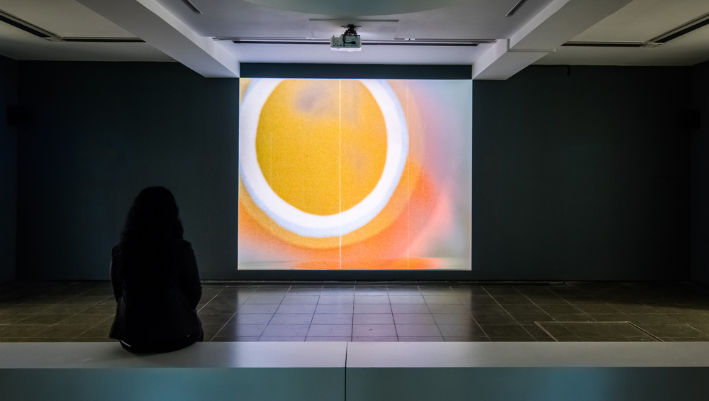 John Latham. Painting with Tennis Ball Marks, 1970. Installation view, Serpentine Gallery, London (1 March 2017 – 21 May 2017). Photograph © Luke Hayes.