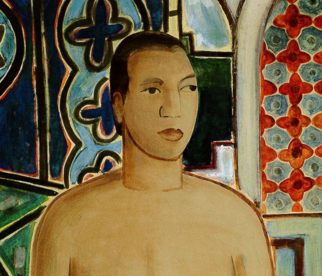 Wifredo Lam working on the cental figure for Collective Cuba – The Mural on the eve of the opening of the Salón de Mayo on 30th July. Wifredo Lam Archives © SDO Wifredo Lam.