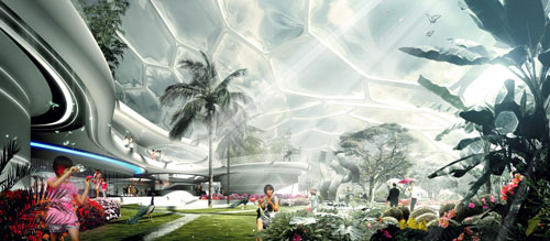Day view of garden. Laboratory for Visionary Architecture (LAVA) Asia Pacific. Home of the Future, 2011.