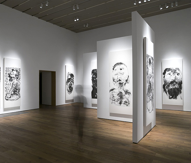 Li Jin 李津. Ink Adepts 墨道组画, 2016. Ink on paper 纸本水墨, 92 1/2 x 20 7/8 in (235 x 53 cm) x 8 pieces.