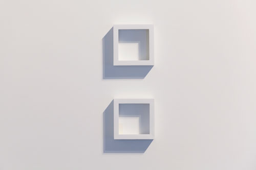 Ethan Ryman. Shift 2, 2004. Acrylic on wood with masking tape, 7 1/4 x 20 1/4 x 2 1/4 in.