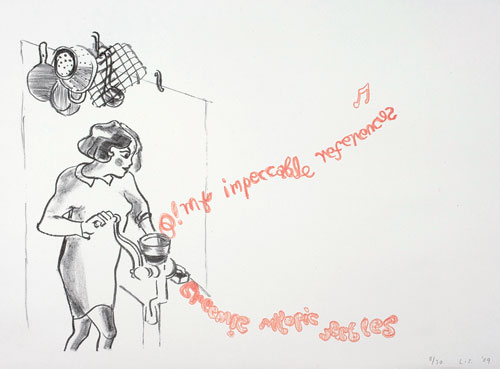 Lucy Stein. O! My Impeccable References, 2009. Lithograph, edition 1/30, 13 x 17.9 inches (33 x 45.5 cm) Courtesy the artist and Gimpel Fils.