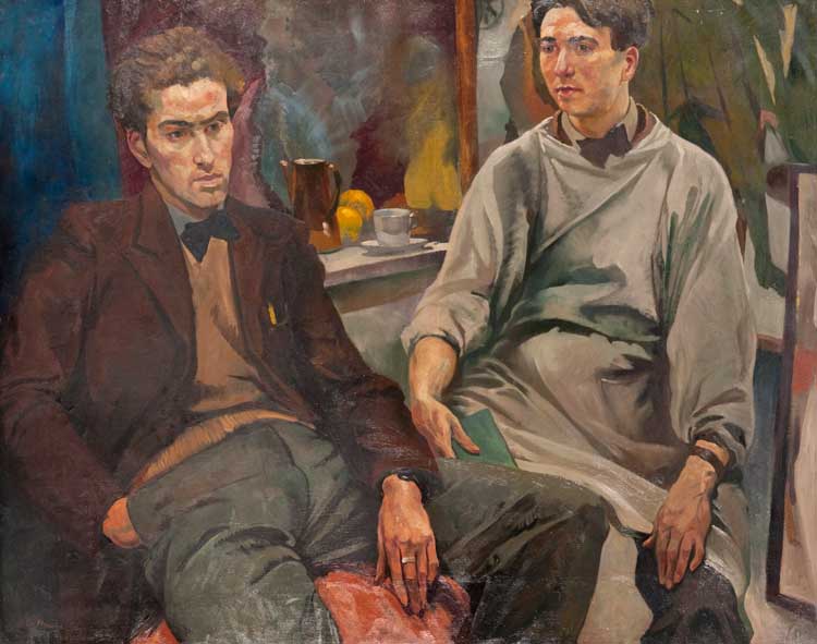 Ian Fleming, The Two Roberts, Colquhoun and MacBryde, 1937–1938. Oil on canvas. The artist’s estate, Glasgow School of Art.