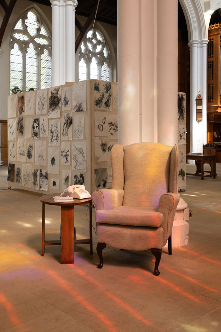 Natalia Millman, Letters to Forever, 2025, installation view, St Peter's Church, St Albans, Hertfordshire, 6-28 August 2025. Photo: Rob Harris.