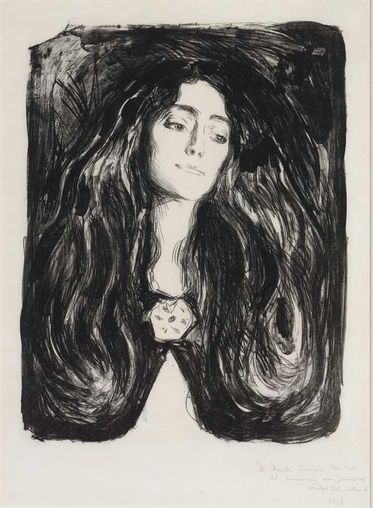 Edvard Munch, The Brooch. Eva Mudocci, 1902. Lithograph. © Private collection, courtesy Peder Lund.