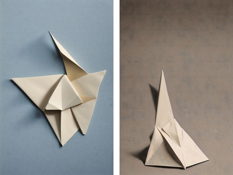 Ana María Caballero, Paperwork: Transmute, 2024 (left); Paperwork: Memento, 2024.