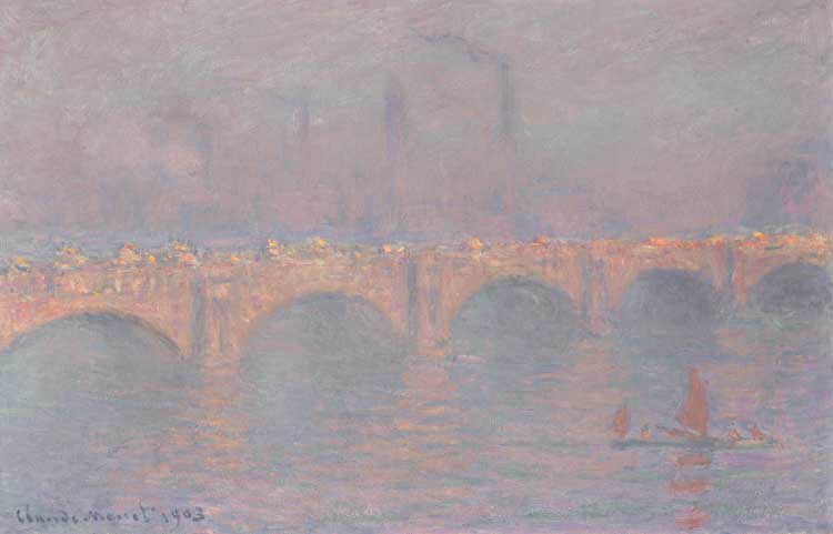 Claude Monet, Waterloo Bridge, veiled sun (signed and dated Claude Monet 1903), 1899-1903. Oil on canvas, Private collection. Photo: © Christie’s Images / Bridgeman Images.