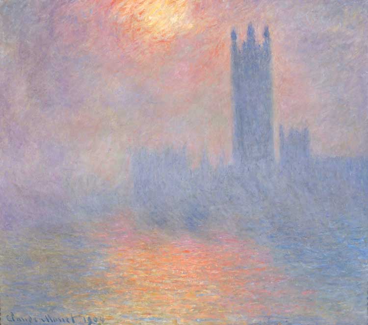 Claude Monet, London, Parliament. Sunlight in the fog, 1904. Oil on canvas. Musée d'Orsay, Paris, Photo © Grand Palais RMN (musée d’Orsay) / Hervé Lewandowski.