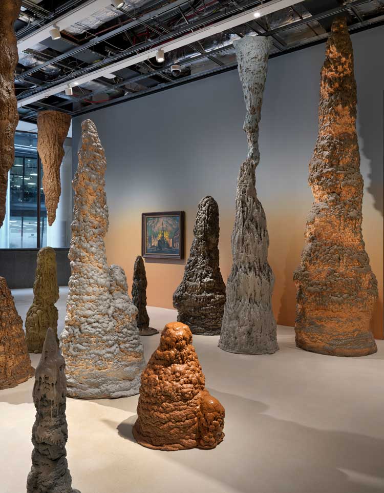 Goshka Macuga: Born from Stone. installation view, London Mithraeum Bloomberg SPACE, © Marcus Leith.