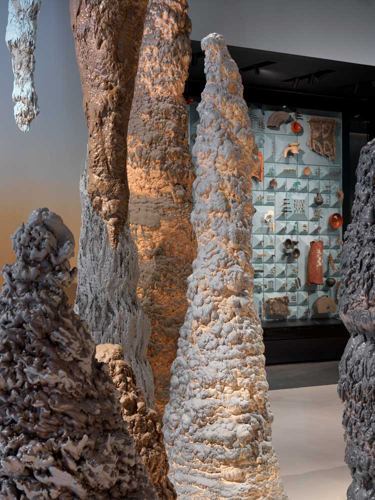 Goshka Macuga: Born from Stone. installation view, London Mithraeum Bloomberg SPACE, © Marcus Leith.