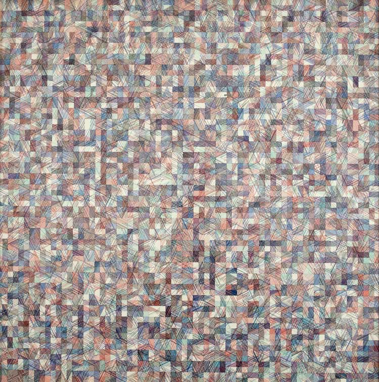 Vera Molnár. A la Recherche de Paul Klee (Seeking Paul Klee), 1969-70. Ink on paper, 70 x 70 cm.
Collection Frac Bretagne © Adagp, Paris 2024 Photo: Hervé Beurel.