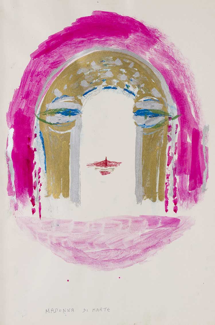 Marisa Merz, Madonna of Mars, undated. Mixed technique on rice paper, 48.5 x 34 cm. Private collection. Courtesy Bernier Eliades Gallery, Athens. © Adagp, Paris, 2024. Photo: Boris Kirpotin.